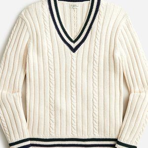 NWOT JCrew Heritage Cotton Cable-knit V-neck Sweater For Men